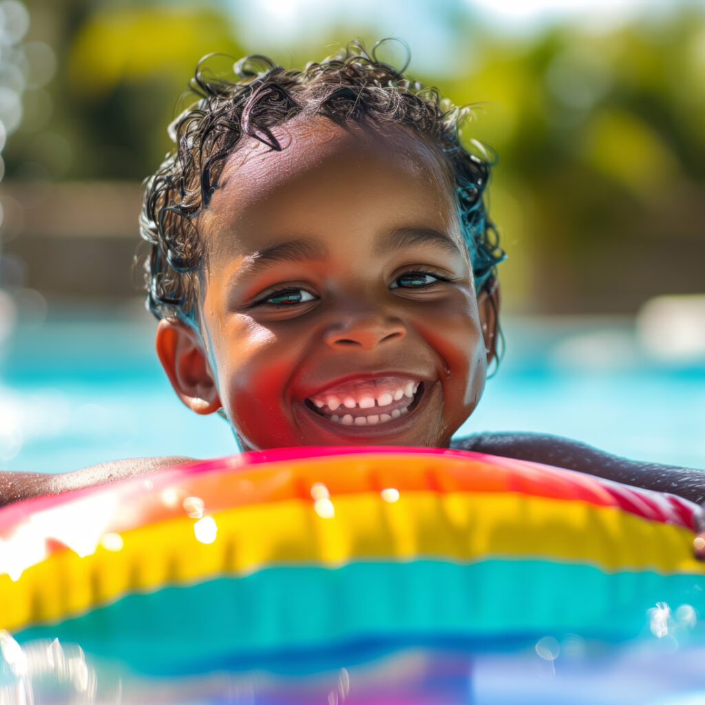 Child having fun in the pool