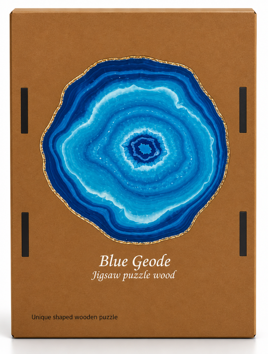 Wooden jigsaw puzzle in wooden box Blue Geode