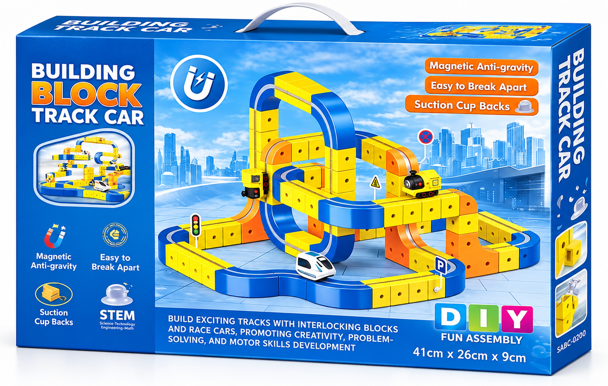 Magnetic Building Block Track Car Set 107 pcs