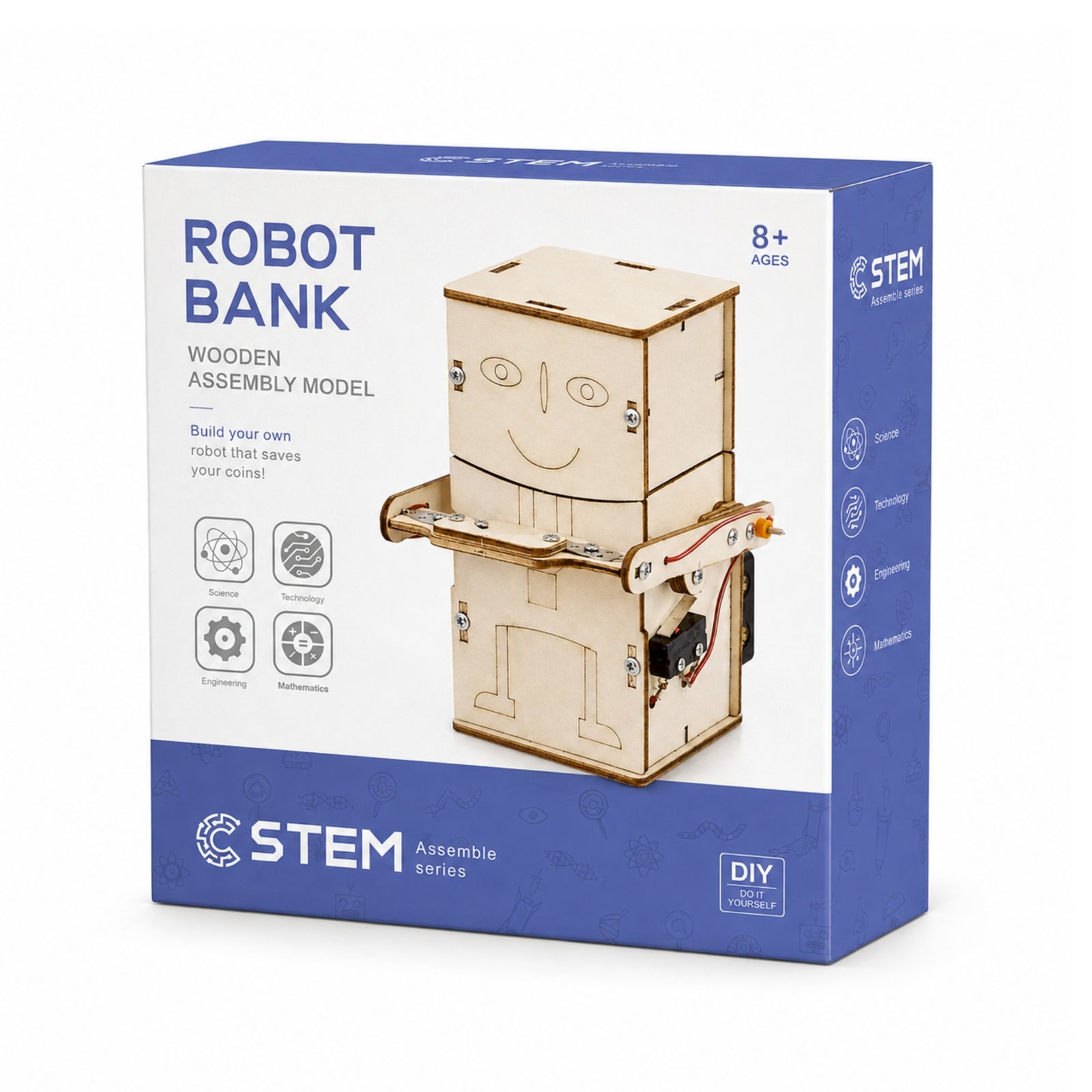 DIY Coin-Eating Robot STEM Wooden Assembly Bank