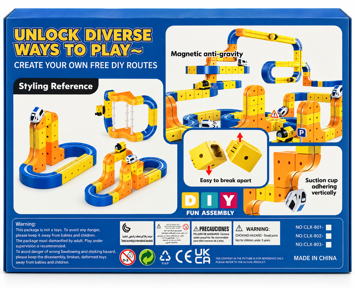DIY Magnetic Building Block Track Car Set 169pc
