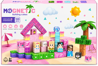 Magnetic Building Cubes. Pink castle. 100 pcs