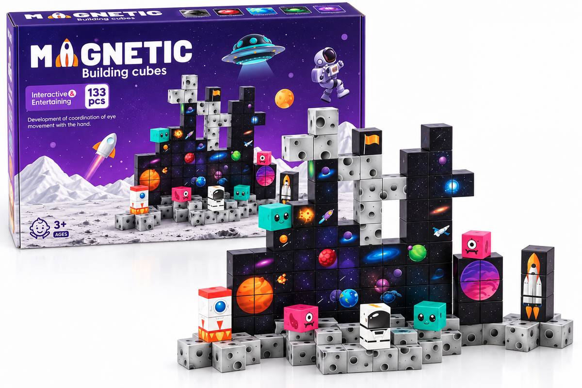 Magnetic Building Cubes. Space. 133 pcs