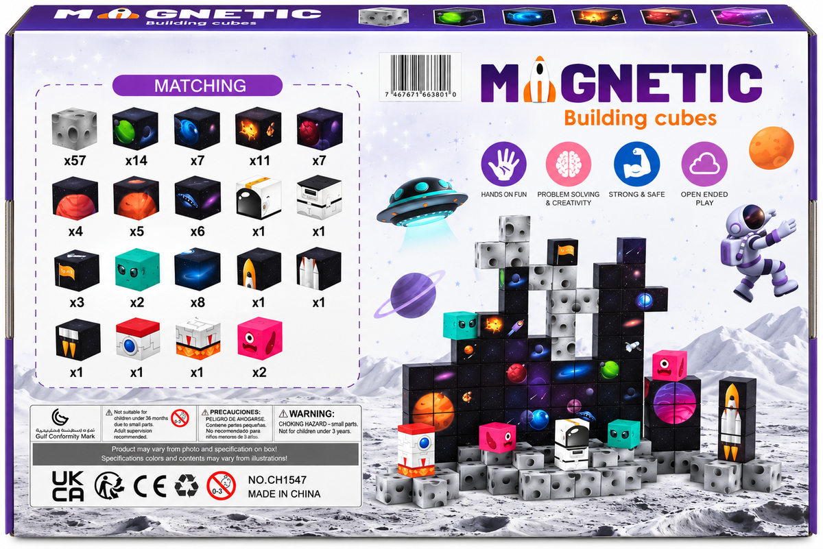 Magnetic Building Cubes. Space. 133 pcs