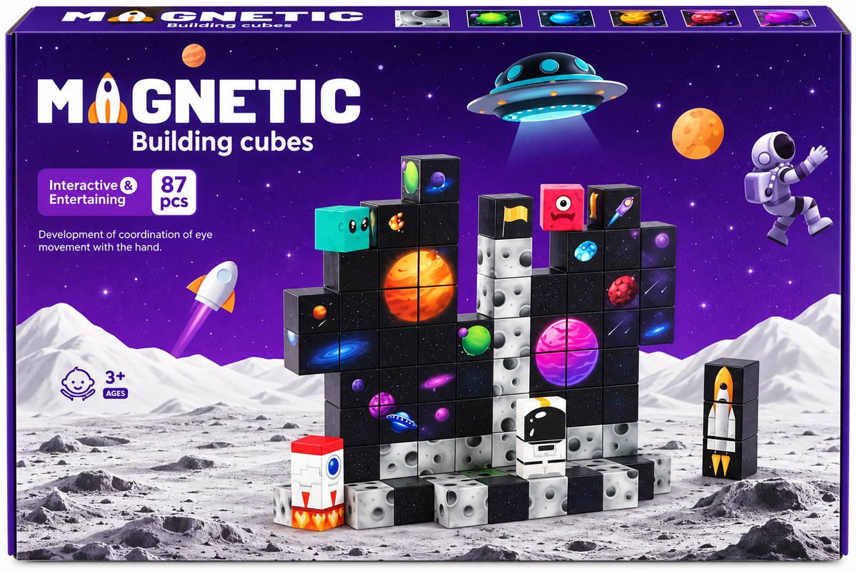 Magnetic Building Cubes. Space. 87pcs