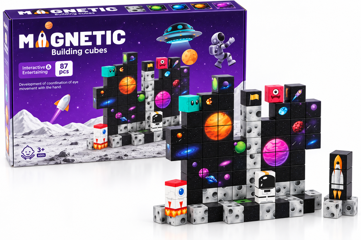 Magnetic Building Cubes. Space. 87pcs