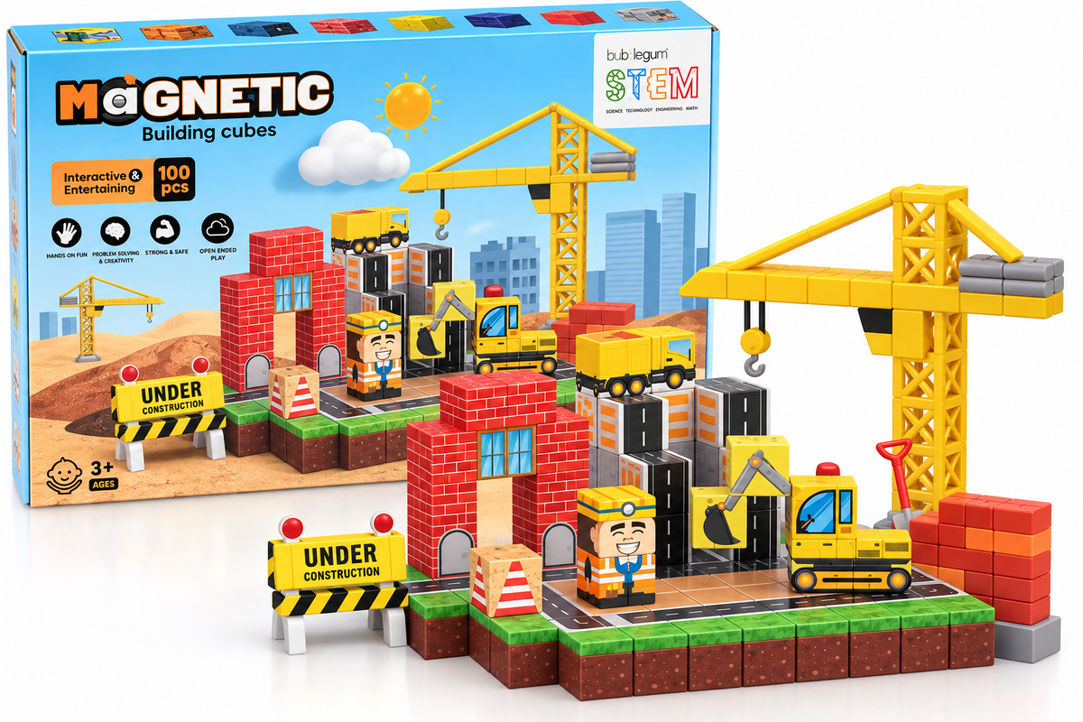 Magnetic Building Cubes construction site 100pcs