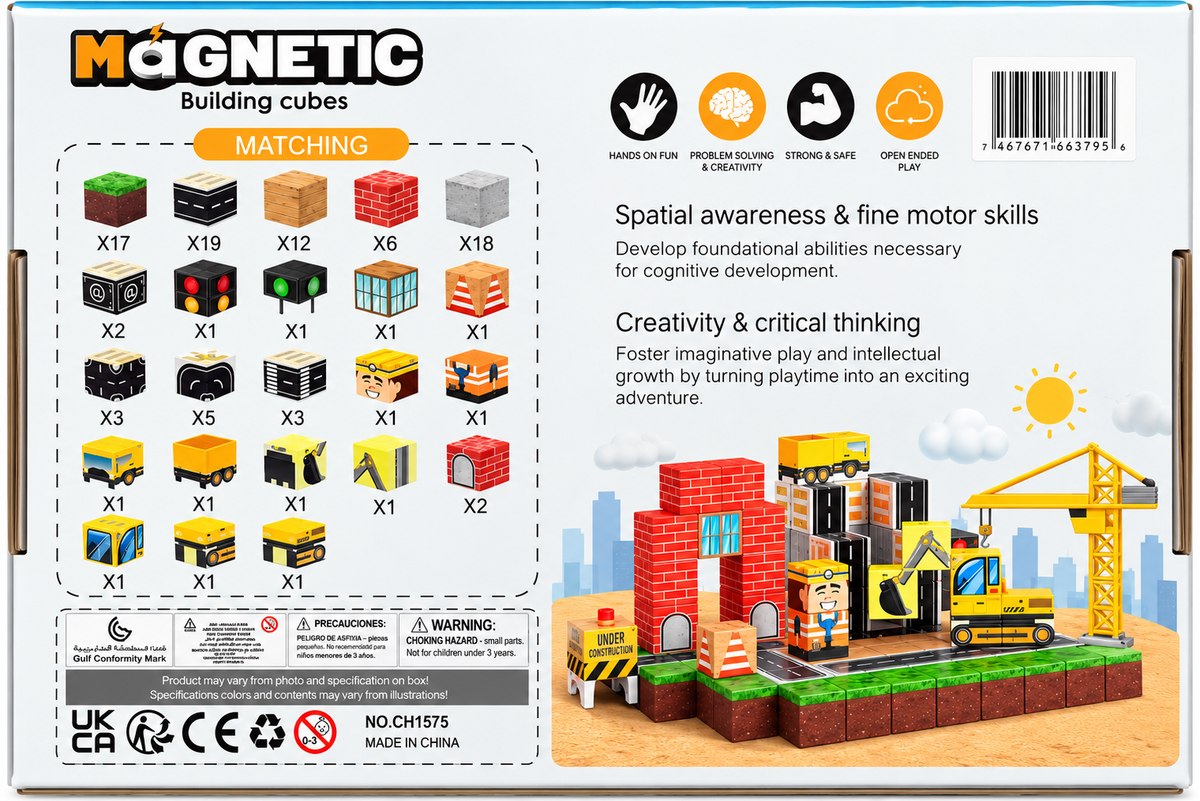 Magnetic Building Cubes construction site 100pcs