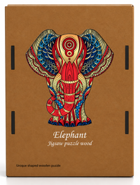 Wooden jigsaw puzzle in wooden box Elephant