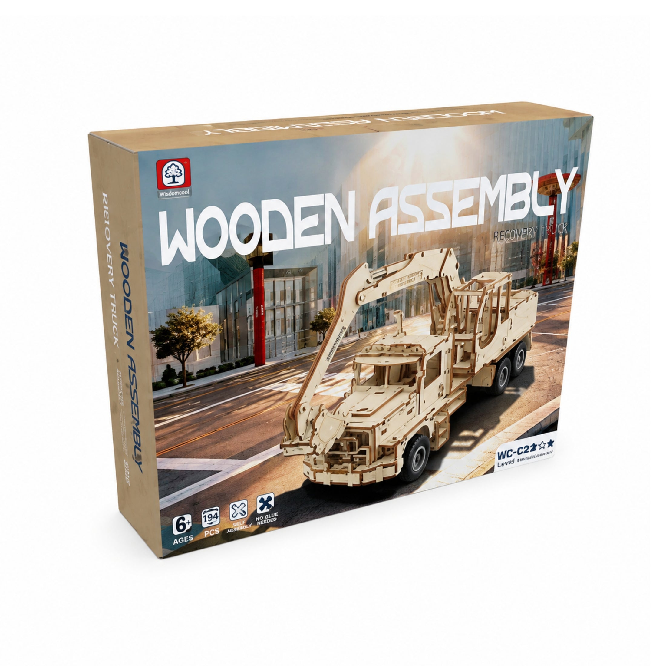 194-Piece DIY Wooden Assembly Excavator Model Kit