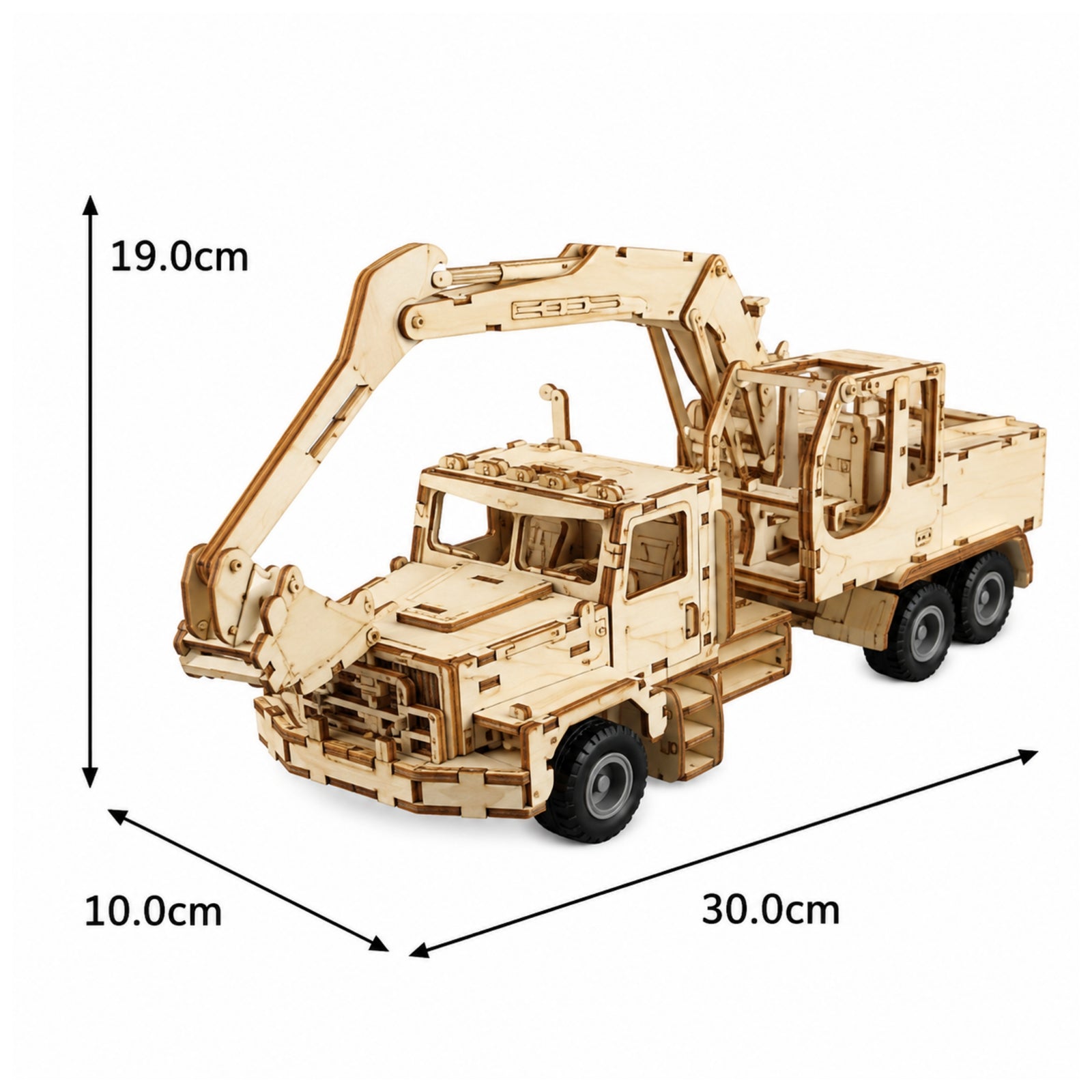 194-Piece DIY Wooden Assembly Excavator Model Kit