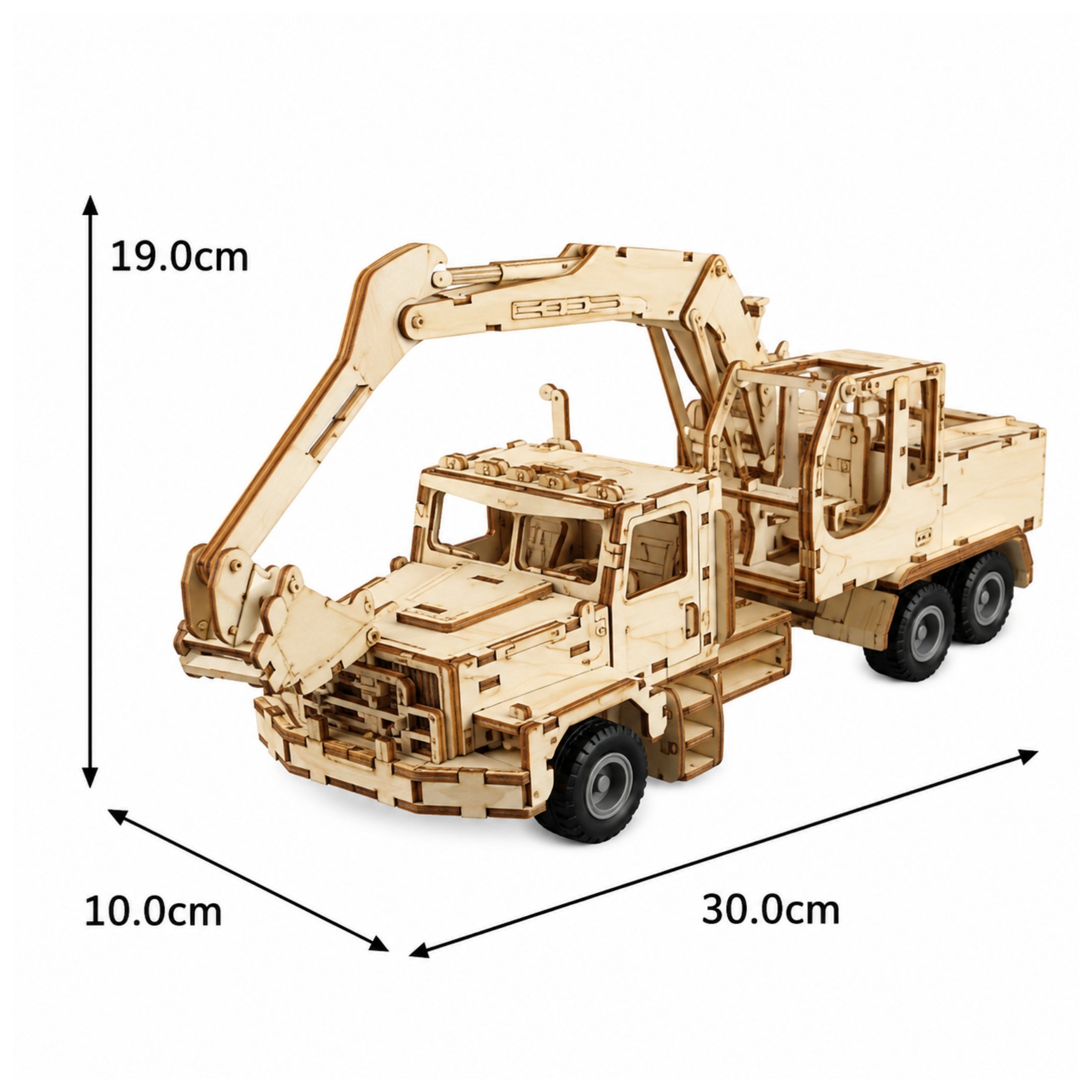 194-Piece DIY Wooden Assembly Excavator Model Kit