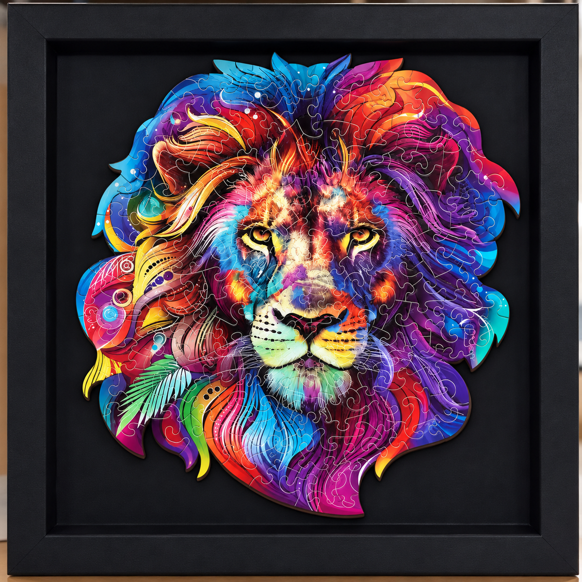 Wooden Art Puzzle with Frame Lion