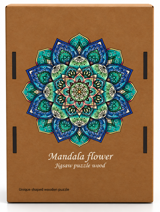 Wooden jigsaw puzzle in wooden box Mandala