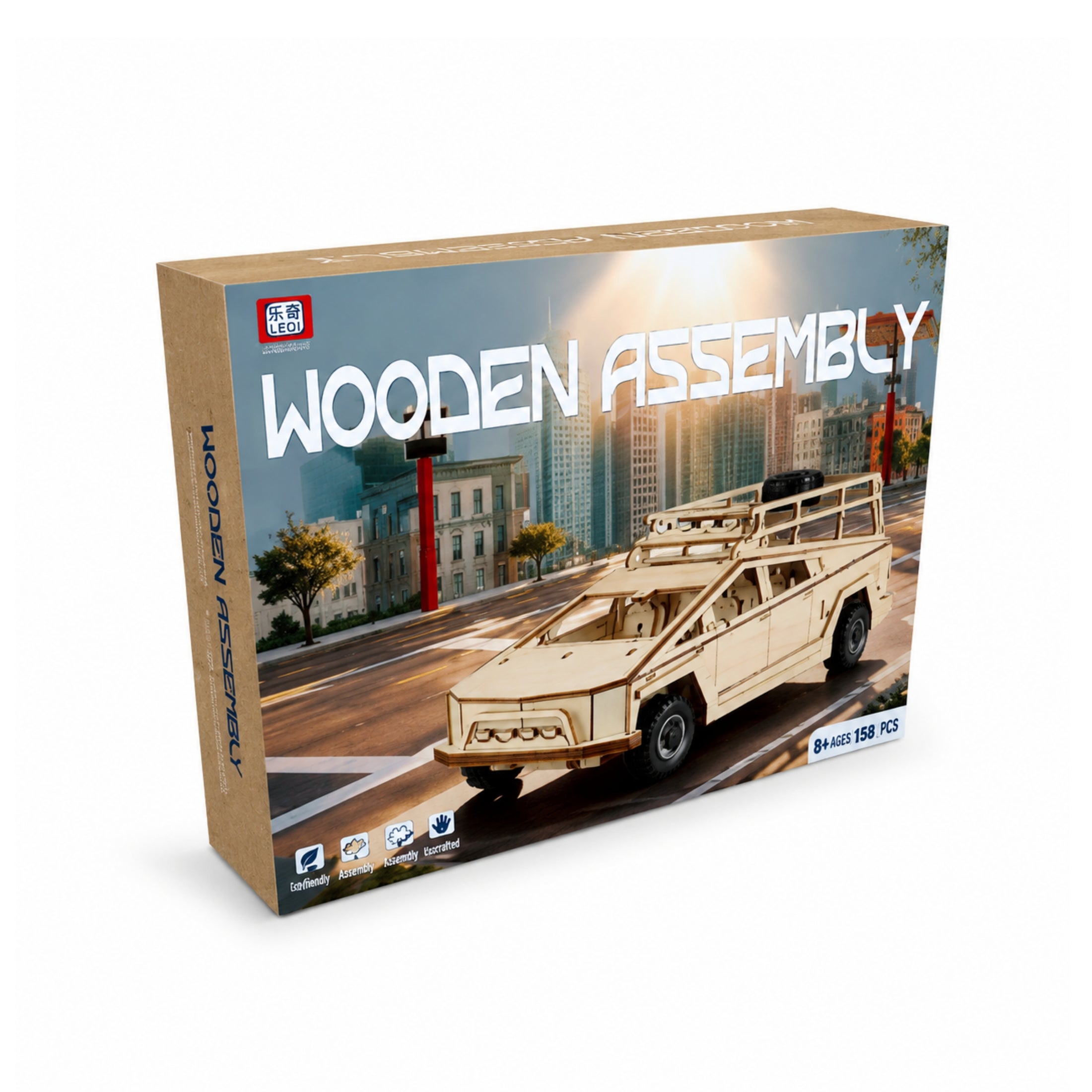 158-Piece DIY Wooden Assembly Military Vehicle Model Kit