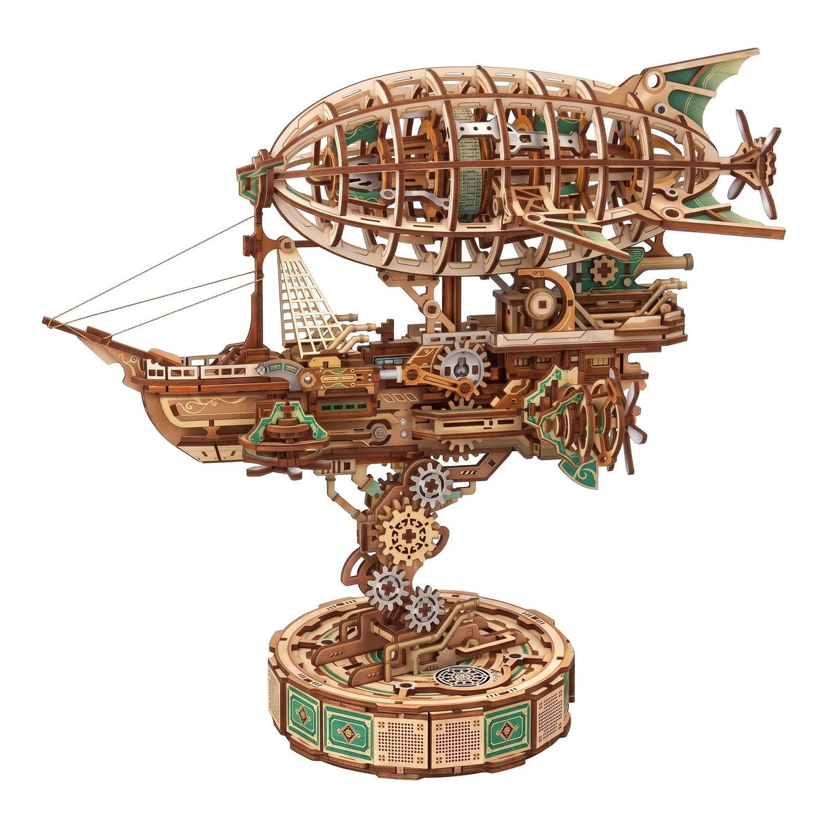 3D Puzzle Sailing in Fog Steampunk Airship Music Box 515 Piece | Tonecheer