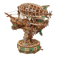 3D Puzzle Sailing in Fog Steampunk Airship Music Box 515 Piece | Tonecheer