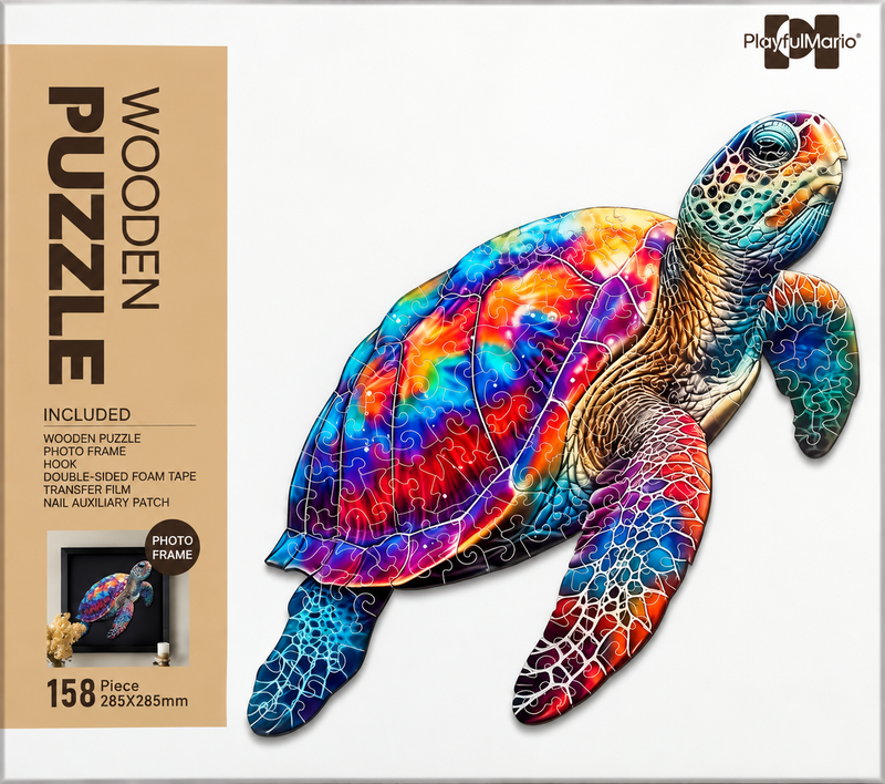Wooden Art Puzzle with Frame Turtle