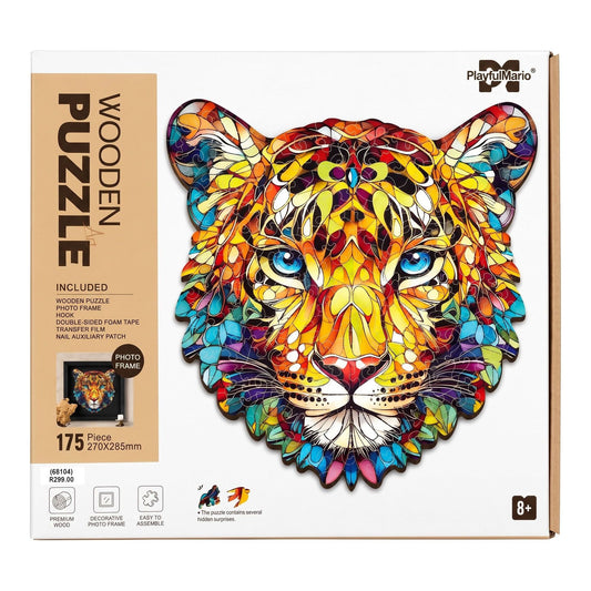 Wooden Art Puzzle with Frame Leopard