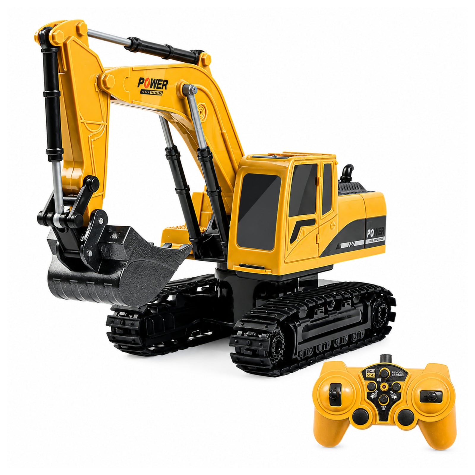 Alloy Remote-Controlled Excavator with Yellow Remote