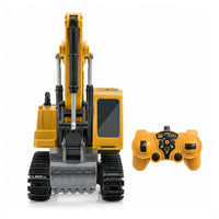 Alloy Remote-Controlled Excavator with Yellow Remote