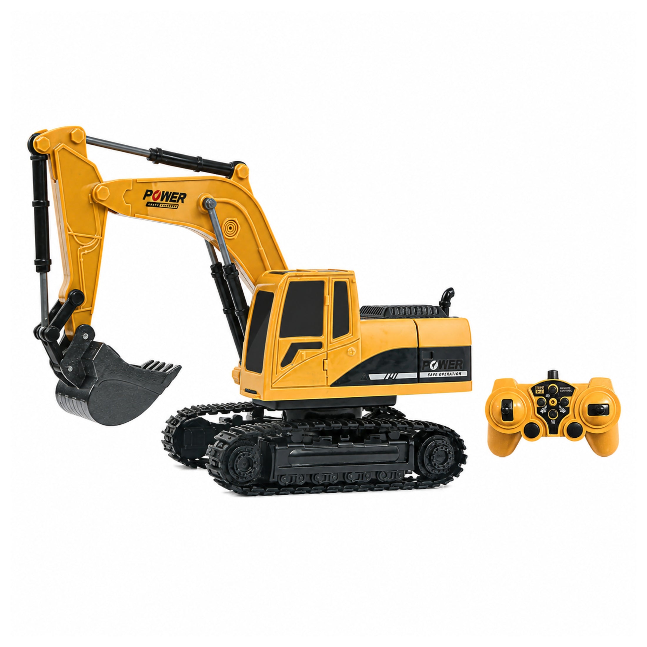Alloy Remote-Controlled Excavator with Yellow Remote