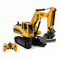 Alloy Remote-Controlled Excavator with Yellow Remote
