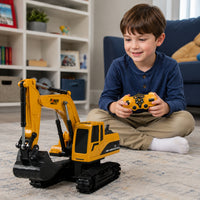 Alloy Remote-Controlled Excavator with Yellow Remote