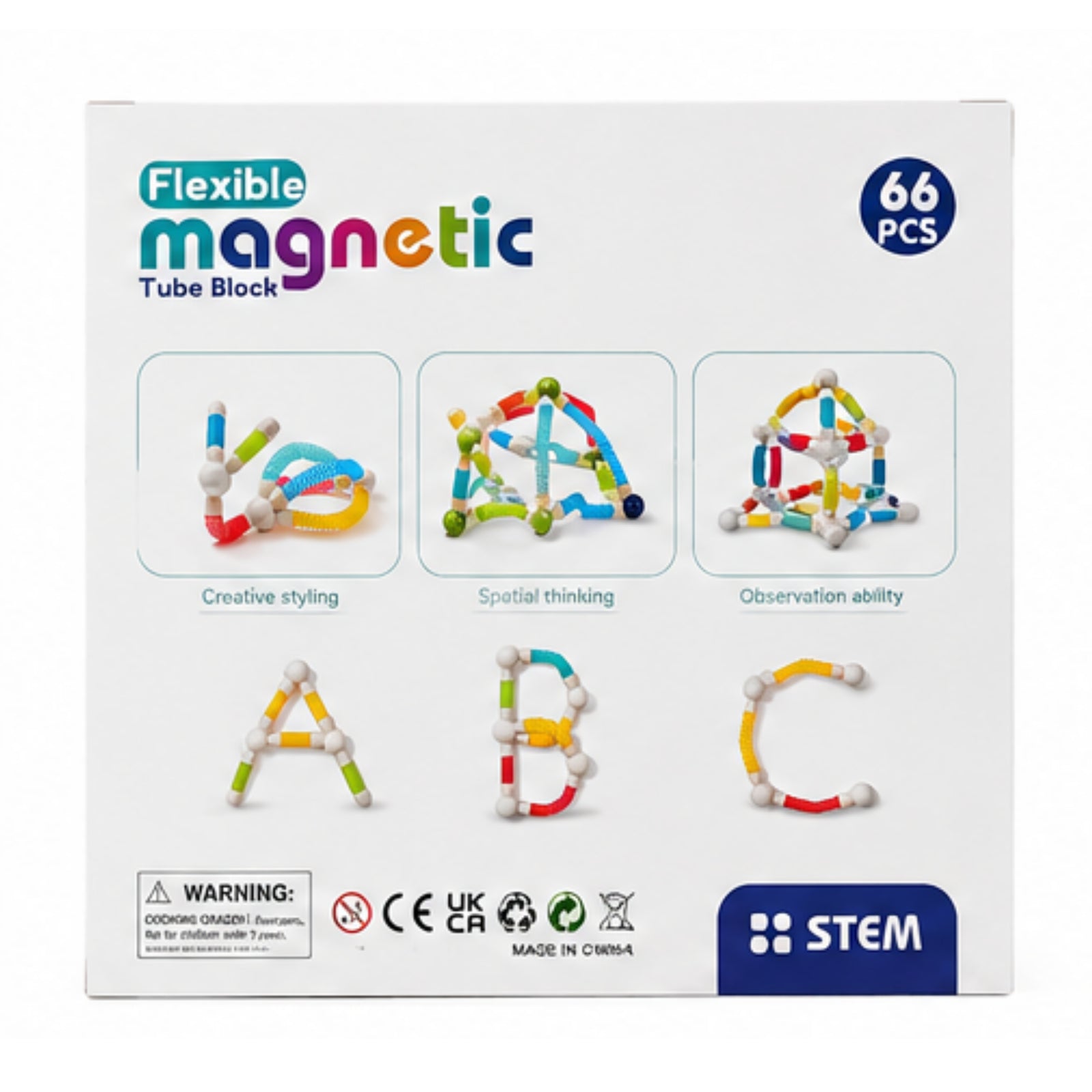 66-Piece Flexible Magnetic Tube Building Block Set