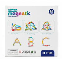 66-Piece Flexible Magnetic Tube Building Block Set
