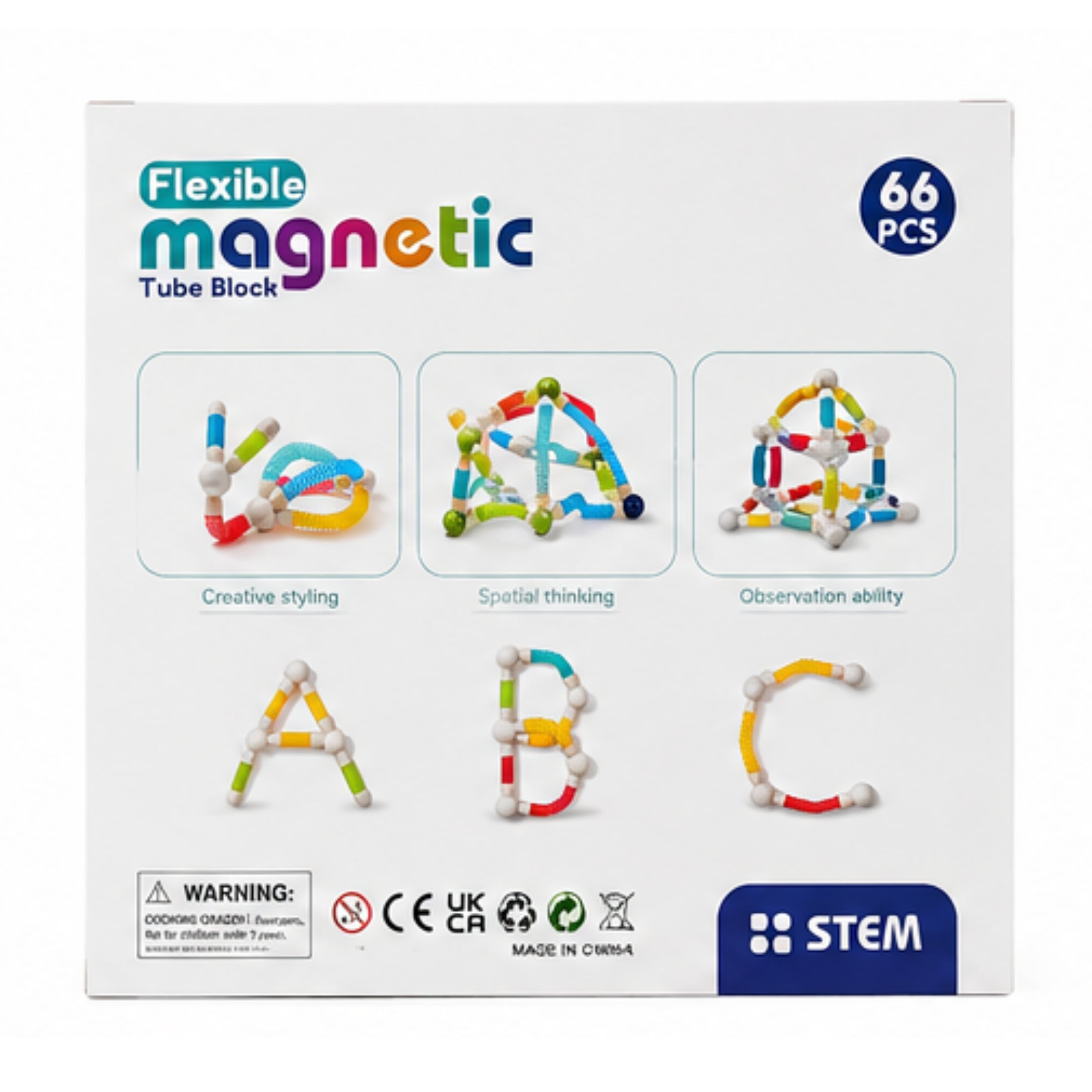 66-Piece Flexible Magnetic Tube Building Block Set