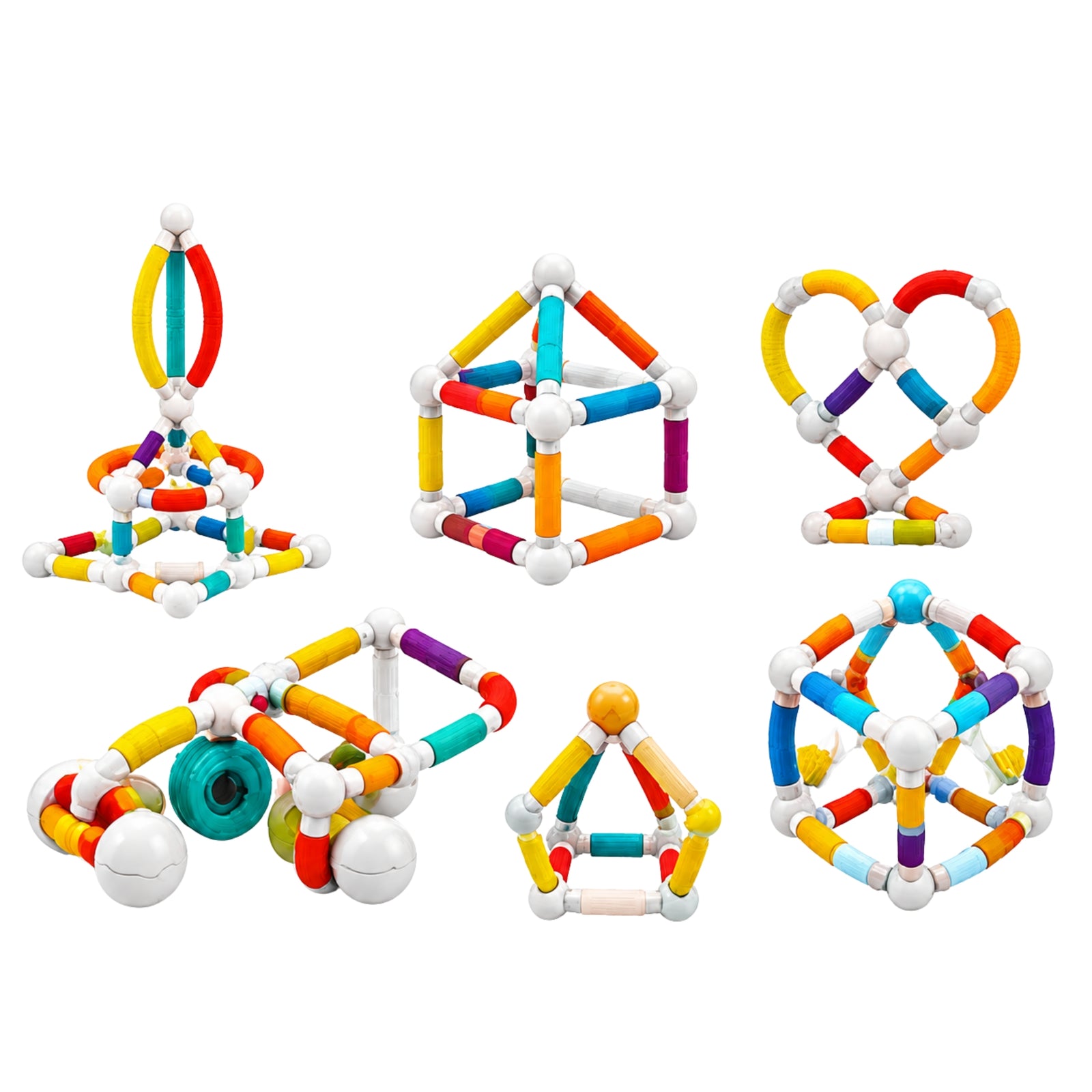 66-Piece Flexible Magnetic Tube Building Block Set
