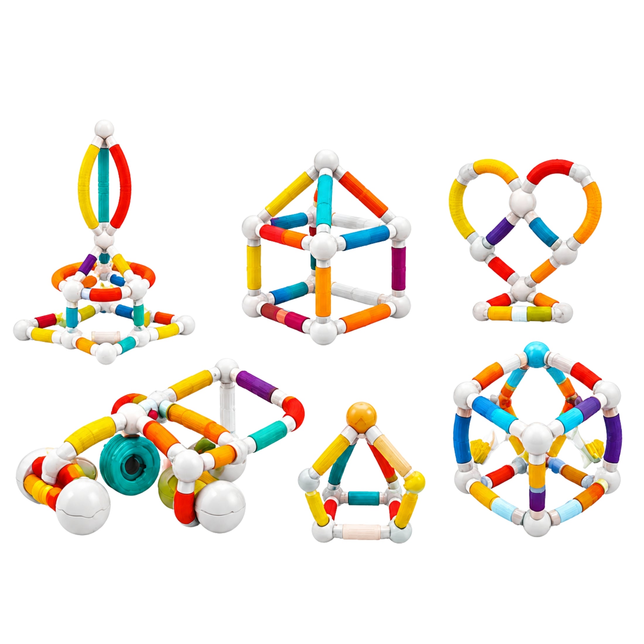 66-Piece Flexible Magnetic Tube Building Block Set