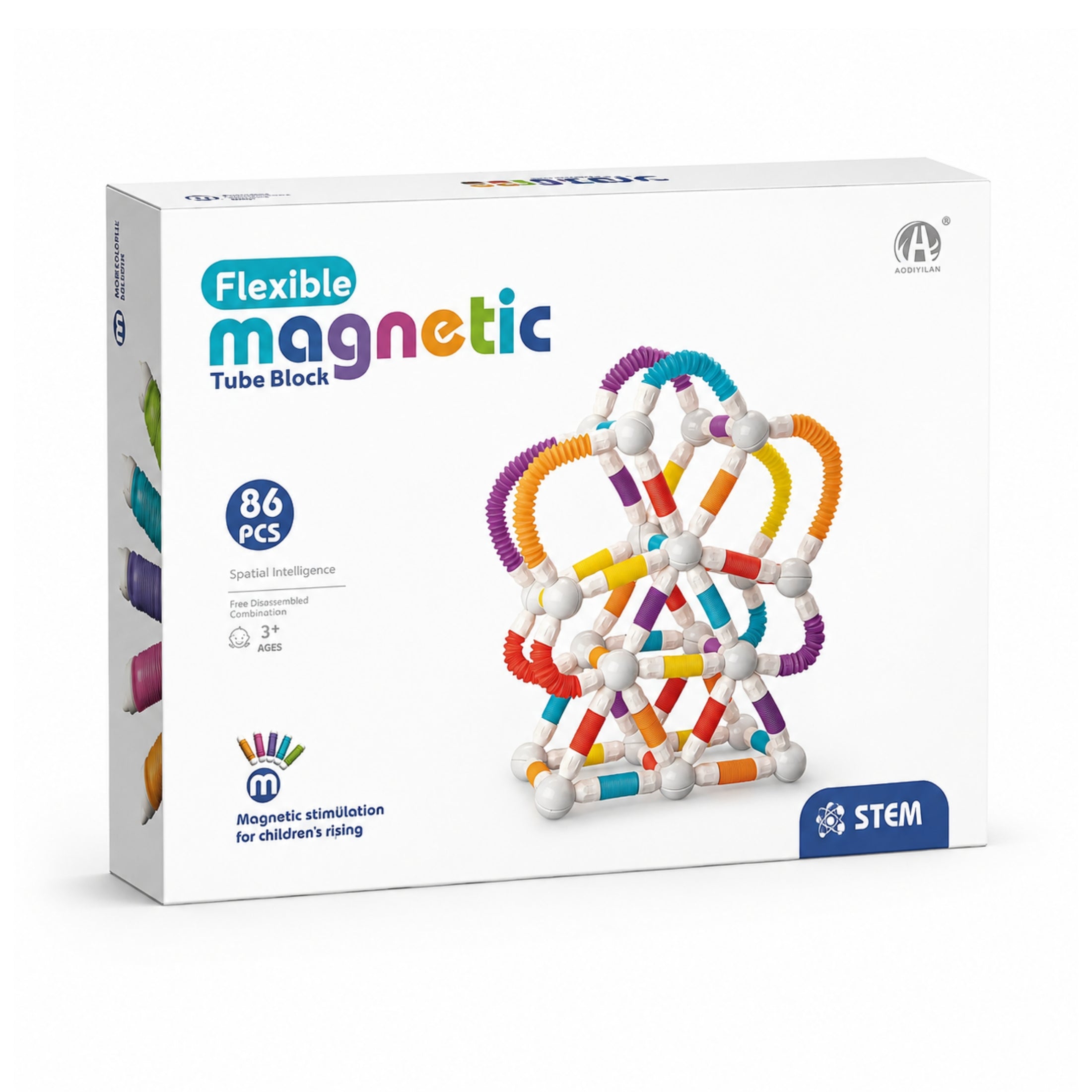86-Piece Flexible Magnetic Tube Building Block Set