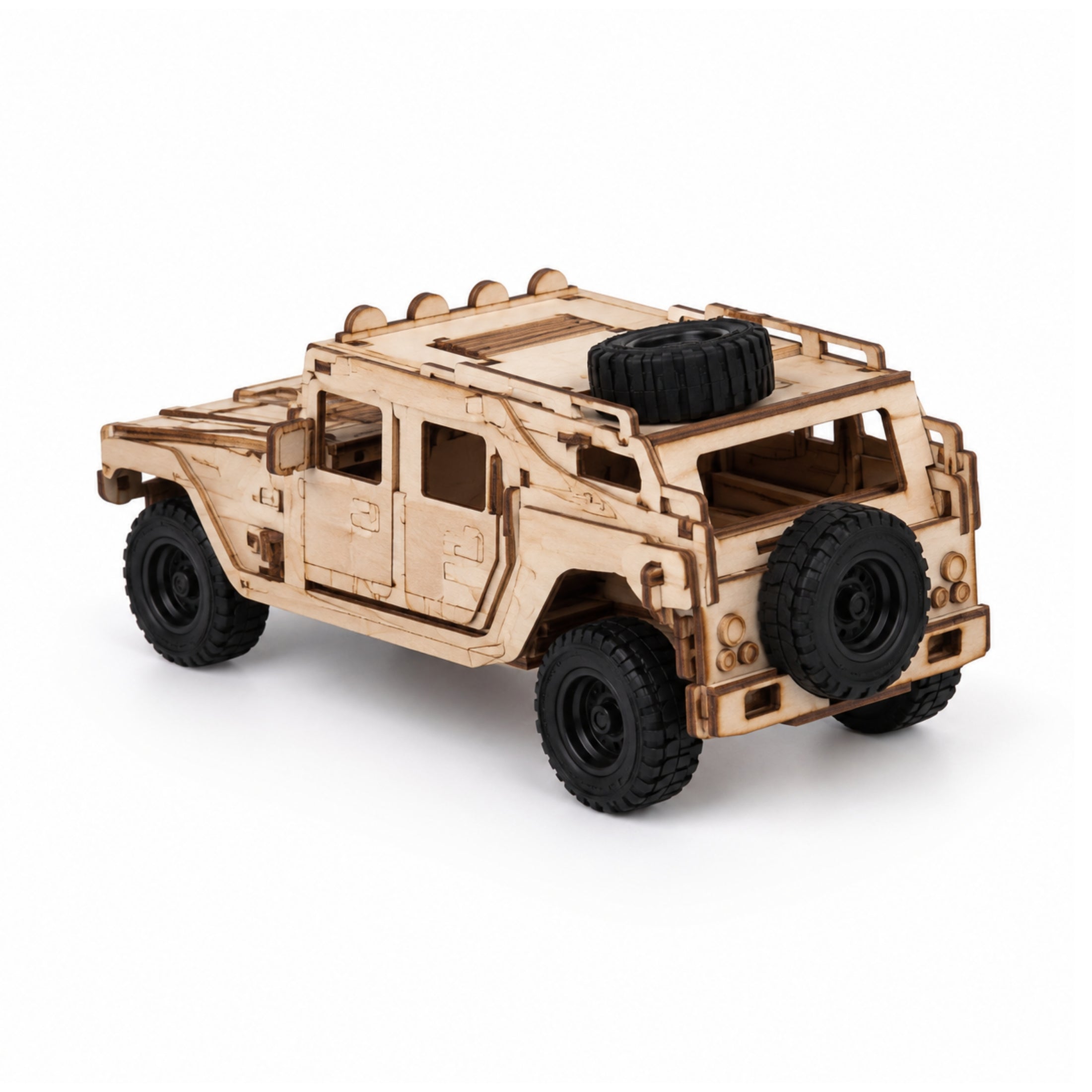 154-Piece DIY Wooden Assembly Military Hummer Model Kit