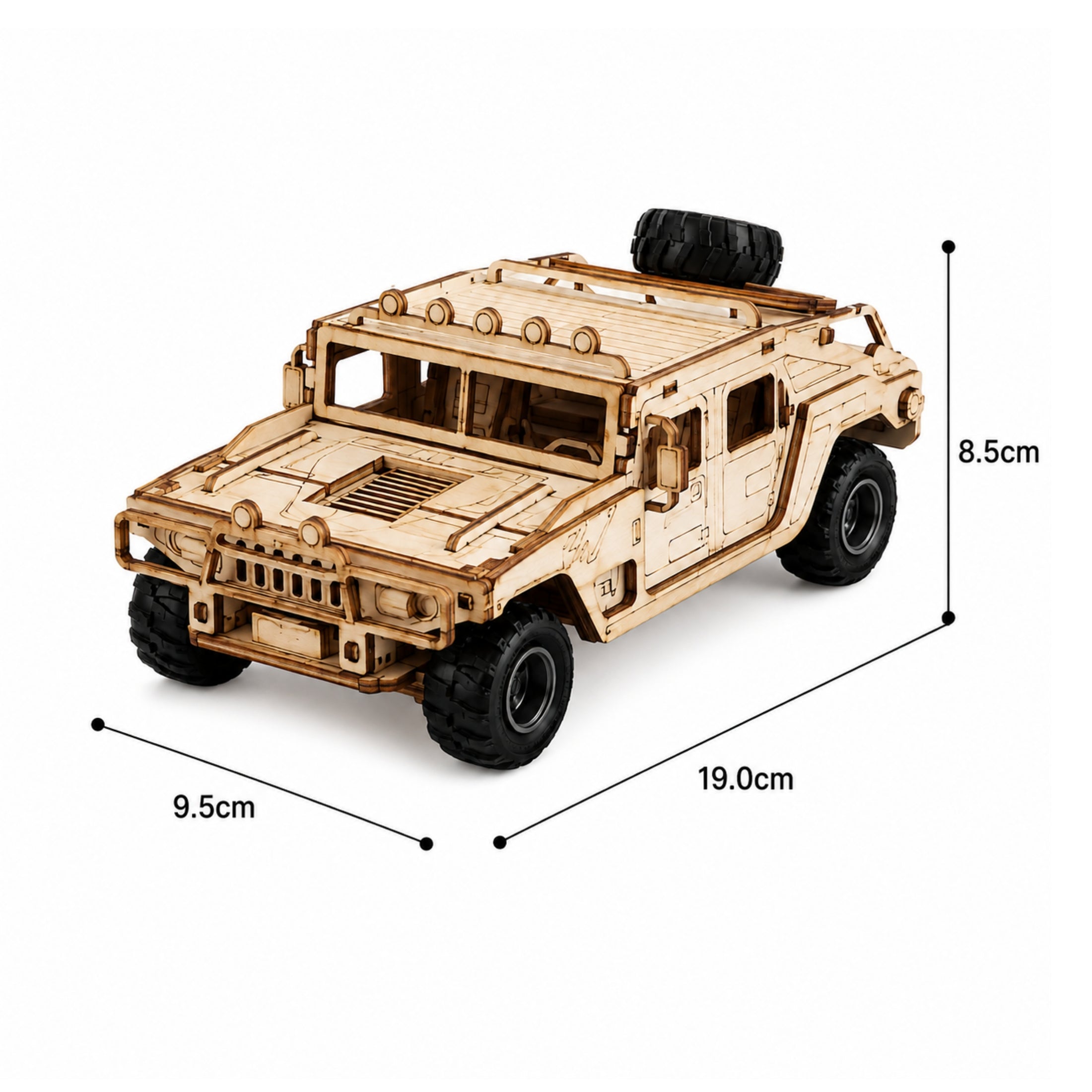 154-Piece DIY Wooden Assembly Military Hummer Model Kit