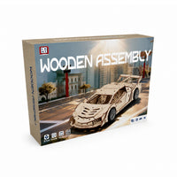 60-Piece DIY Wooden Assembly Phantom Sports Car Model Kit