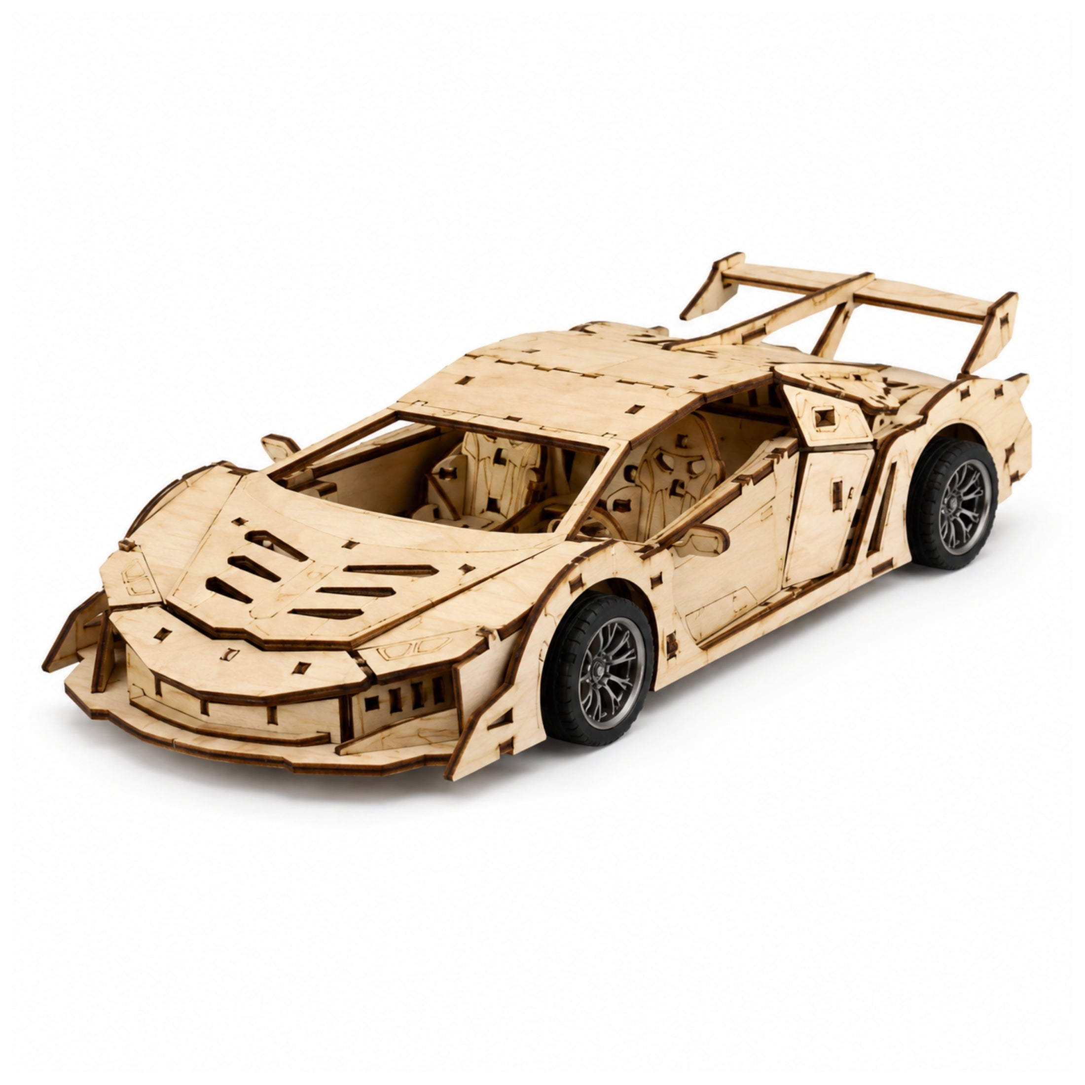 60-Piece DIY Wooden Assembly Phantom Sports Car Model Kit