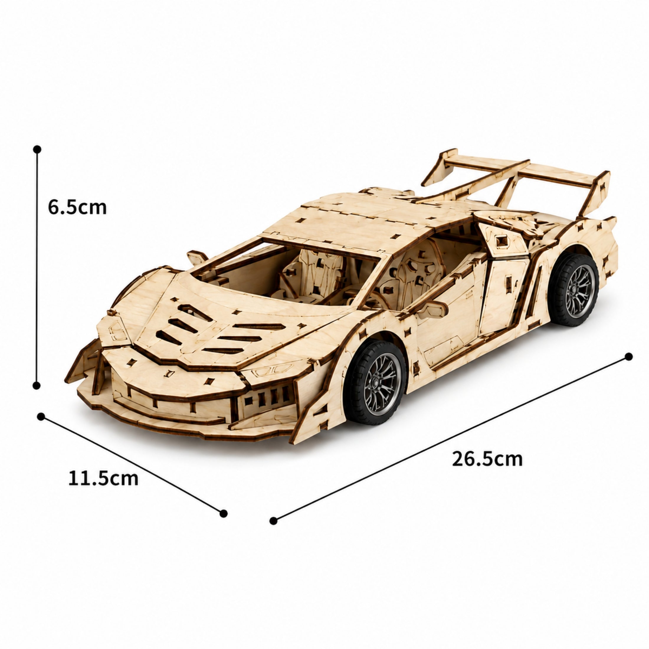 60-Piece DIY Wooden Assembly Phantom Sports Car Model Kit
