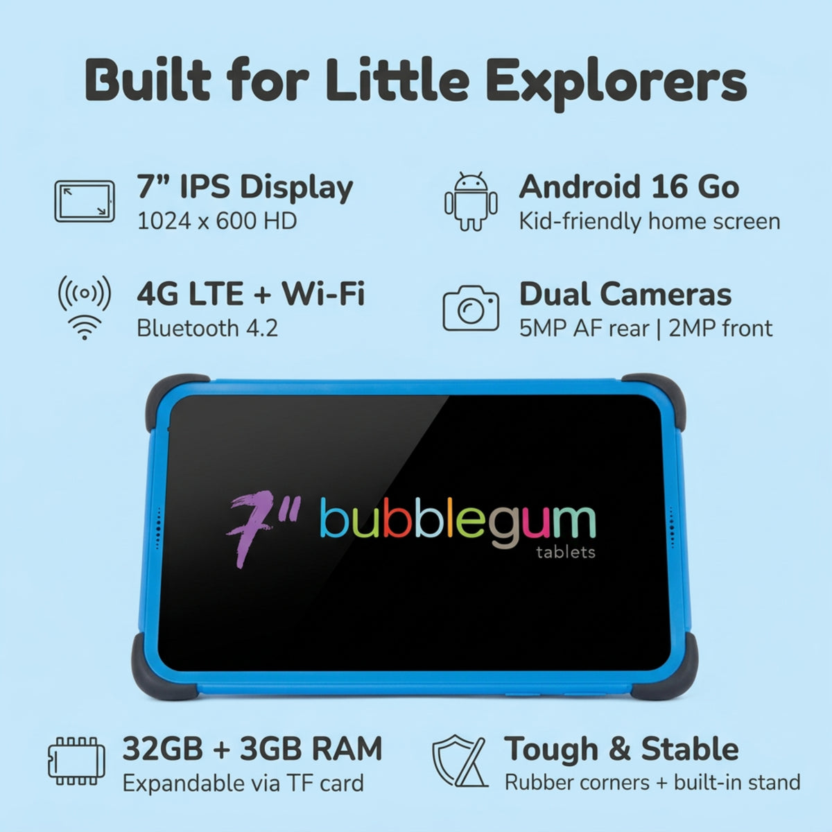Kids Tablet 7 Inch 4G LTE SIM – Bubblegum Junior 32GB
